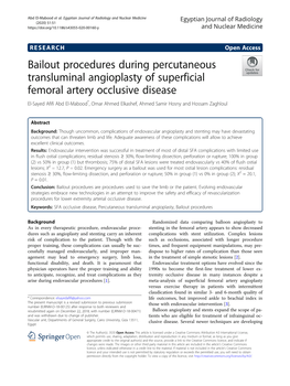 Bailout Procedures During Percutaneous Transluminal