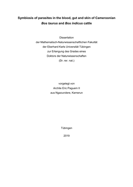 Symbiosis of Parasites in the Blood, Gut and Skin of Cameroonian Bos Taurus and Bos Indicus Cattle