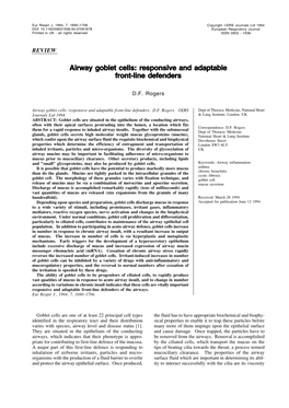 Airway Goblet Cells: Responsive and Adaptable Front-Line Defenders