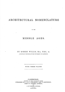 Architectural Nomenclature of the Middle Ages