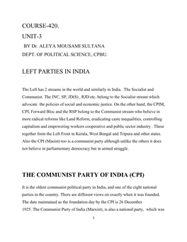 Left Parties of India