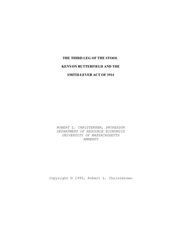 Kenyon Butterfield and the Smith-Lever Act of 1914