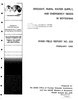 Drought, Rural Water Supply, and Emergency Needs in Botswana