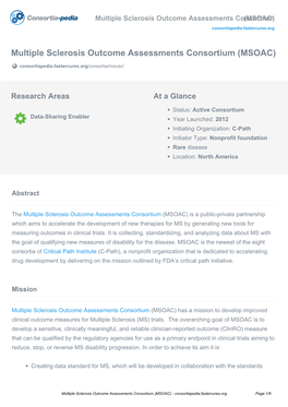 Multiple Sclerosis Outcome Assessments Consortium (MSOAC)