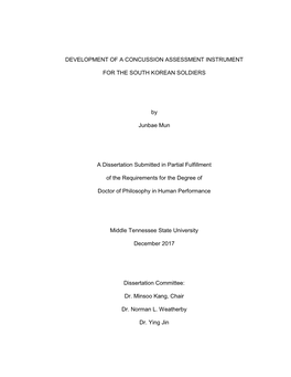 Development of a Concussion Assessment Instrument