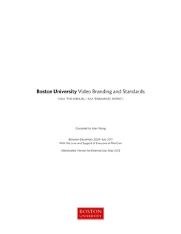 Boston University Video Branding and Standards