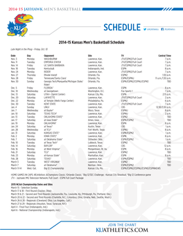 2014-15 Kansas Men's Basketball Schedule