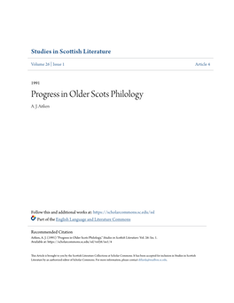 Progress in Older Scots Philology A
