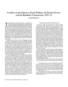 Frank Pinkley, the Forest Service, and the Bandelier Controversy, 1925-32 by Hal Rothman