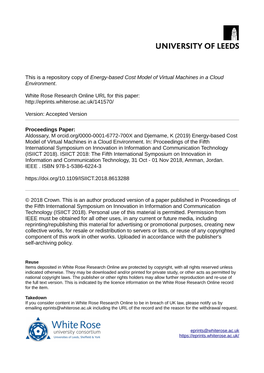 Energy-Based Cost Model of Virtual Machines in a Cloud Environment