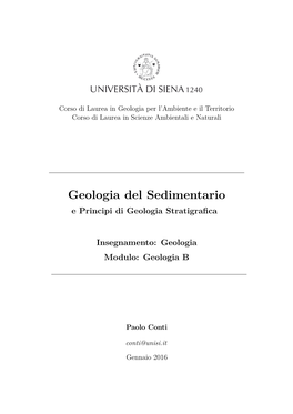 Geologia Del Sedimentario E Principi Di Geologia Stratigraﬁca