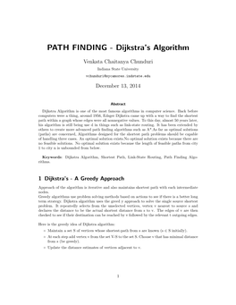 PATH FINDING - Dijkstra’S Algorithm