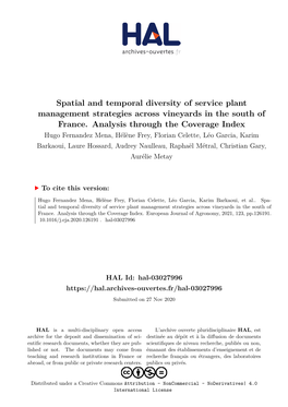 Spatial and Temporal Diversity of Service Plant Management Strategies Across Vineyards in the South of France