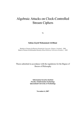 Algebraic Attacks on Clock-Controlled Stream Ciphers