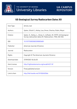 US Geological Survey Radiocarbon Dates XII