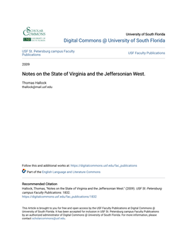 Notes on the State of Virginia and the Jeffersonian West