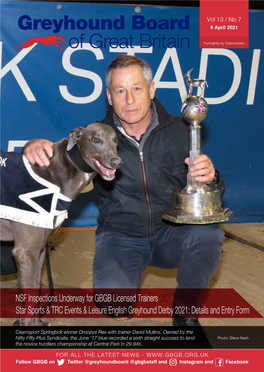 NSF Inspections Underway for GBGB Licensed Trainers Star Sports & TRC Events & Leisure English Greyhound Derby 2021: Details and Entry Form