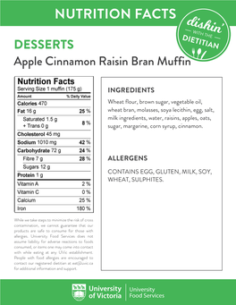 DESSERTS Apple Cinnamon Raisin Bran Muffin
