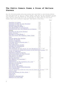 The Public Domain Poems & Prose of Wallace Stevens