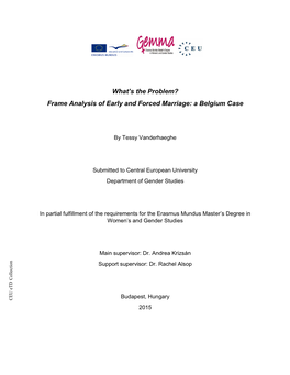 Frame Analysis of Early and Forced Marriage: a Belgium Case