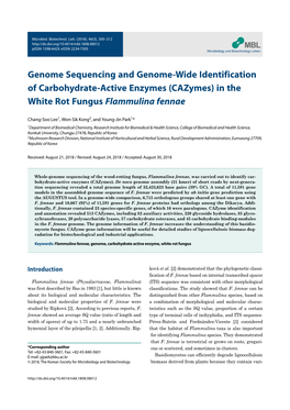 Genome Sequencing and Genome-Wide Identification of Carbohydrate-Active Enzymes (Cazymes) in the White Rot Fungus Flammulina Fennae