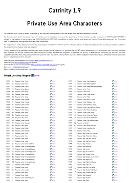 Catrinity Private Use Area Characters