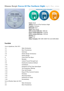Dimmu Borgir Forces of the Northern Night Mp3, Flac, Wma