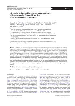 Air Quality Policy and Fire Management Responses Addressing Smoke from Wildland Fires in the United States and Australia