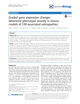 Graded Gene Expression Changes Determine Phenotype Severity in Mouse Models of CRX-Associated Retinopathies Philip A