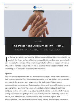 The Pastor and Accountability – Part 3