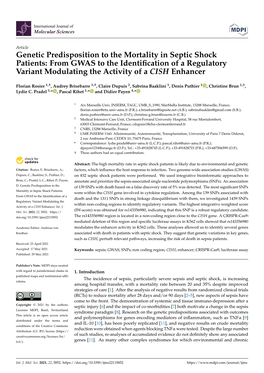 Genetic Predisposition to the Mortality in Septic Shock Patients: from GWAS to the Identiﬁcation of a Regulatory Variant Modulating the Activity of a CISH Enhancer