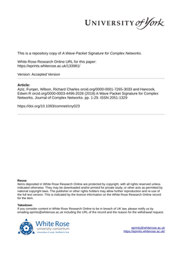 A Wave Packet Signature for Complex Networks