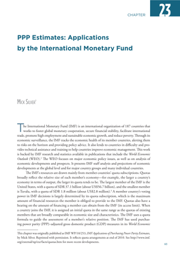 PPP Estimates: Applications by the International Monetary Fund