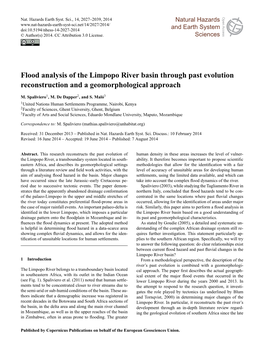 Flood Analysis of the Limpopo River Basin Through Past Evolution Reconstruction and a Geomorphological Approach