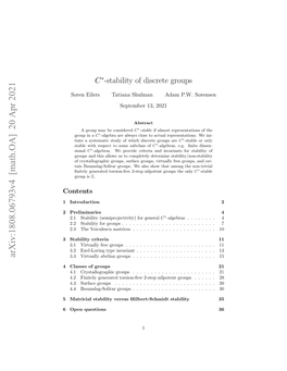 Arxiv:1808.06793V4 [Math.OA] 20 Apr 2021