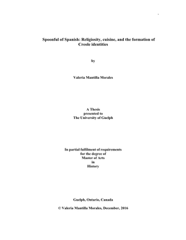 Spoonful of Spanish: Religiosity, Cuisine, and the Formation of Creole Identities