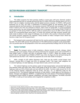 Sector Program Assessment: Transport