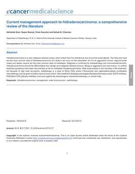 Current Management Approach to Hidradenocarcinoma: a Comprehensive Review of the Literature