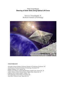 NIAC Final Report Steering of Solar Sails Using Optical Lift Force