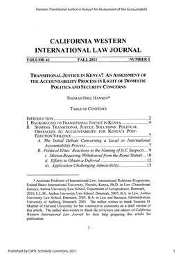 Transitional Justice in Kenya? an Assessment of the Accountabilit