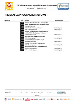 Timetable/Program Minutowy