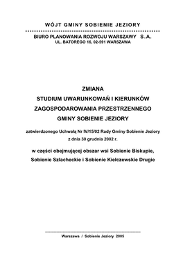 Wójt Gminy Sobienie Jeziory ------Biuro Planowania Rozwoju Warszawy S.A