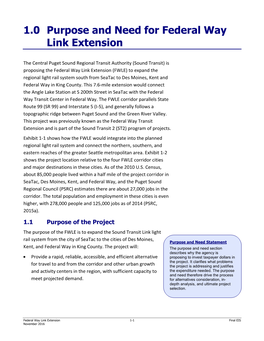 1.0 Purpose and Need for Federal Way Link Extension