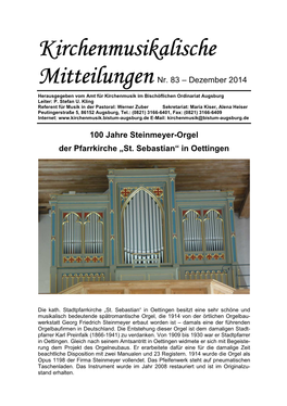 Kirchenmusikalische Mitteilungennr. 83 – Dezember 2014