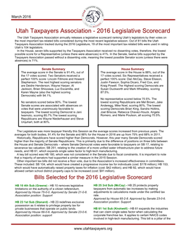 2016 Legislative Scorecard