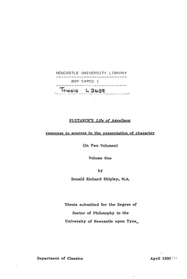 PLUTARCH's Life of Agesilaos., Response to Sources In- The