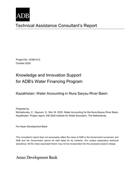 Water Accounting for the Nura-Sarysu River Basin, Kazakhstan