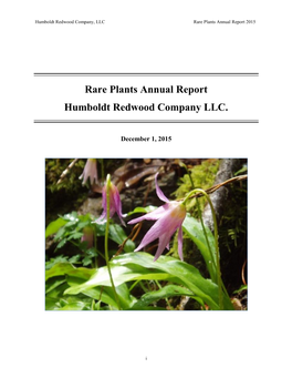 Rare Plants Annual Report 2015