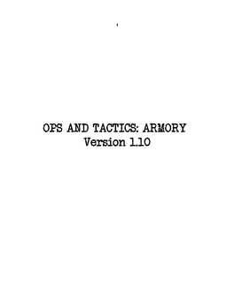 OPS and TACTICS: ARMORY Version 1.10 2