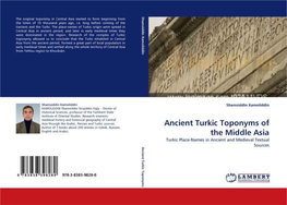 Kamoliddin Sh. Ancient Turkic Toponyms of the Middle Asia.Pdf